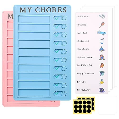 2 Pcs Portable Chore Chart Board with 4 Replaceable Paper, Chores Board ...