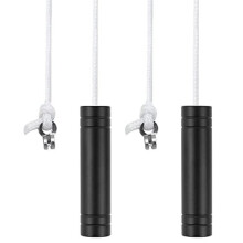 2Pcs Bathroom Light Pull Cord Black 5.8cm Pull Cord Handle Light Cylindrical Pull Cord Extension with 150cm Cord Connector for Bathroom Toilet Light