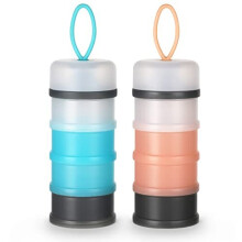 Baby Milk Powder Dispenser, 2PCS Portable 4 Layers 120ml per Layer Translucent Compartments, Kids Baby Storage Container Stackable Pots, Snack Storage