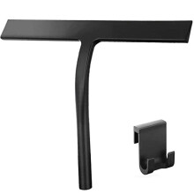 Shower Squeegee 22 cm Wiping Width Bathroom Squeegee Glass Squeegee Shower Bathroom Squeegee Shower Black Silicone Squeegee Shower with Hanging Hook