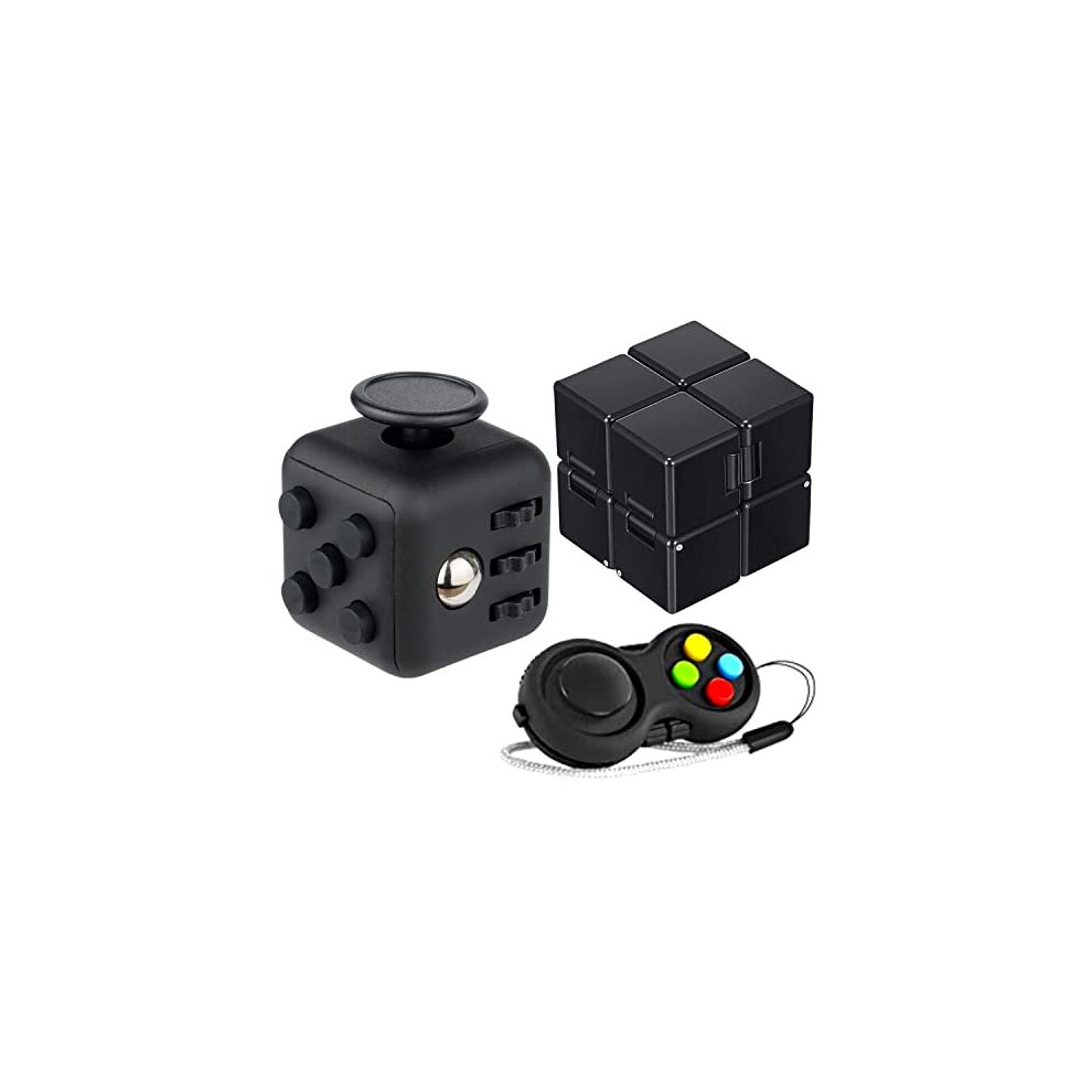 3Pcs Fidget Cube Fidget Toy Sensory Toy, Fidget Pad, Fidget Controller Stress Reducer, Infinity Cube, Stress Toy Anxiety Relief Toy Killing Time