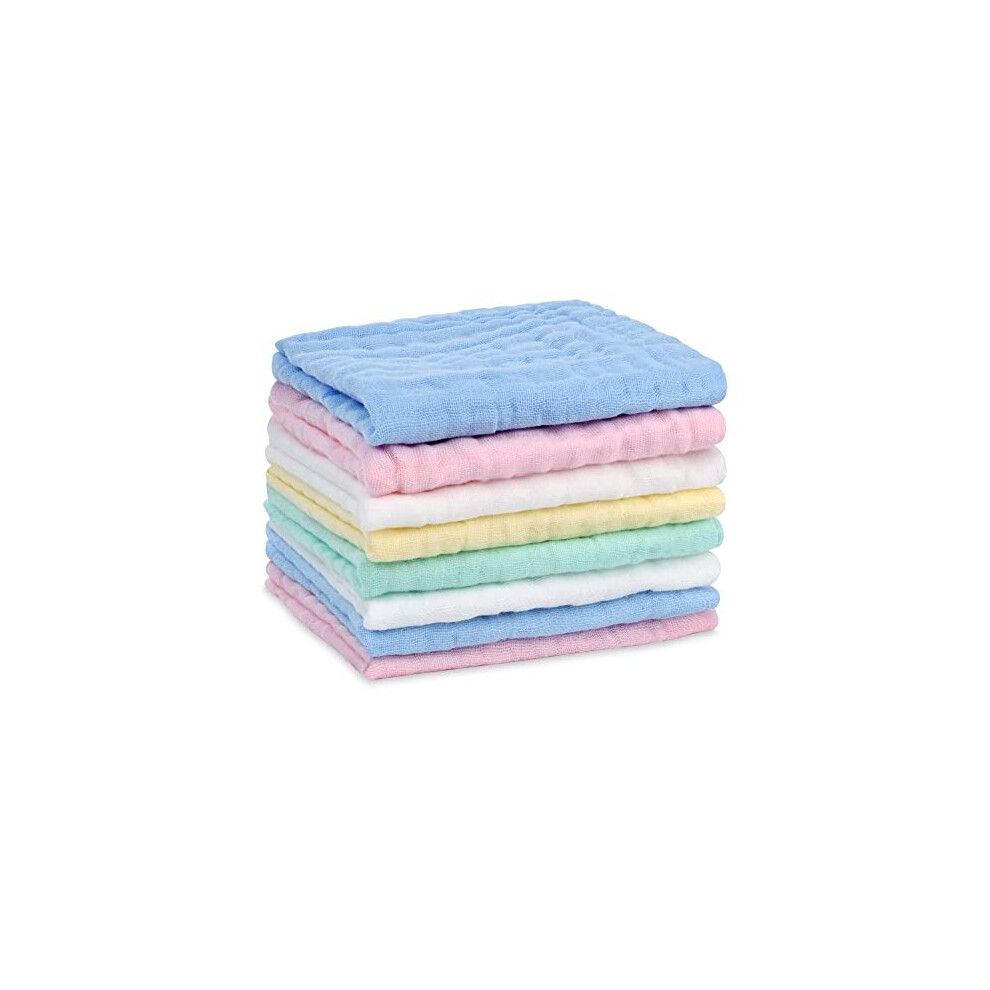 Baby Washcloths, 8Pcs Muslin Cotton Baby Towels, 30X30 Cm 6 Layers Cotton Baby Muslin Squares, Soft Baby Muslin Cloths, Absorbent & Breathable, Bibs Aolso
