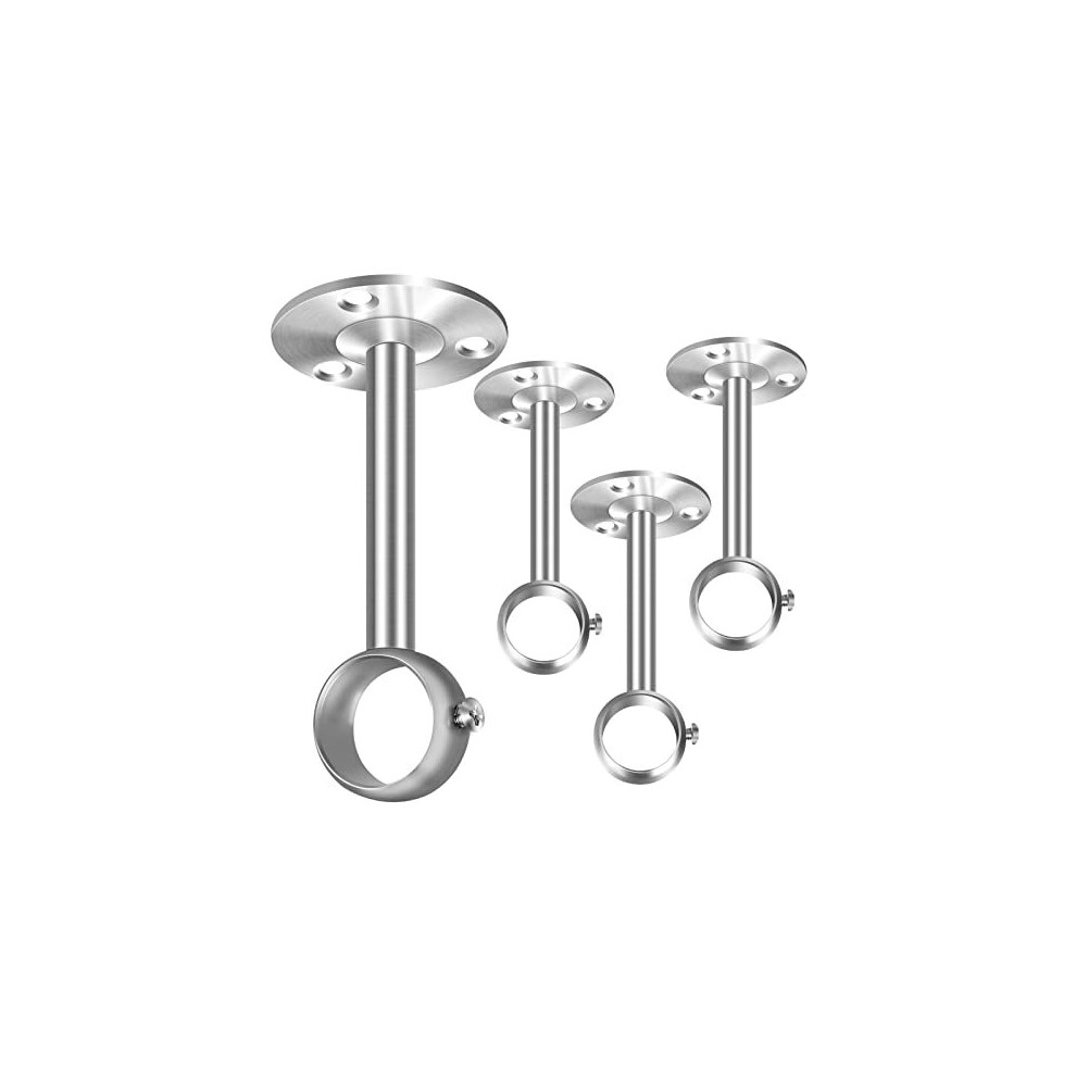 Ceiling Curtain Pole Brackets, 33mm 1 1/4 Inch Curtain Pole Holder Silver Heavy Duty Metal Curtain Rail Bracket Wardrobe Closet Rod Supports Hanger