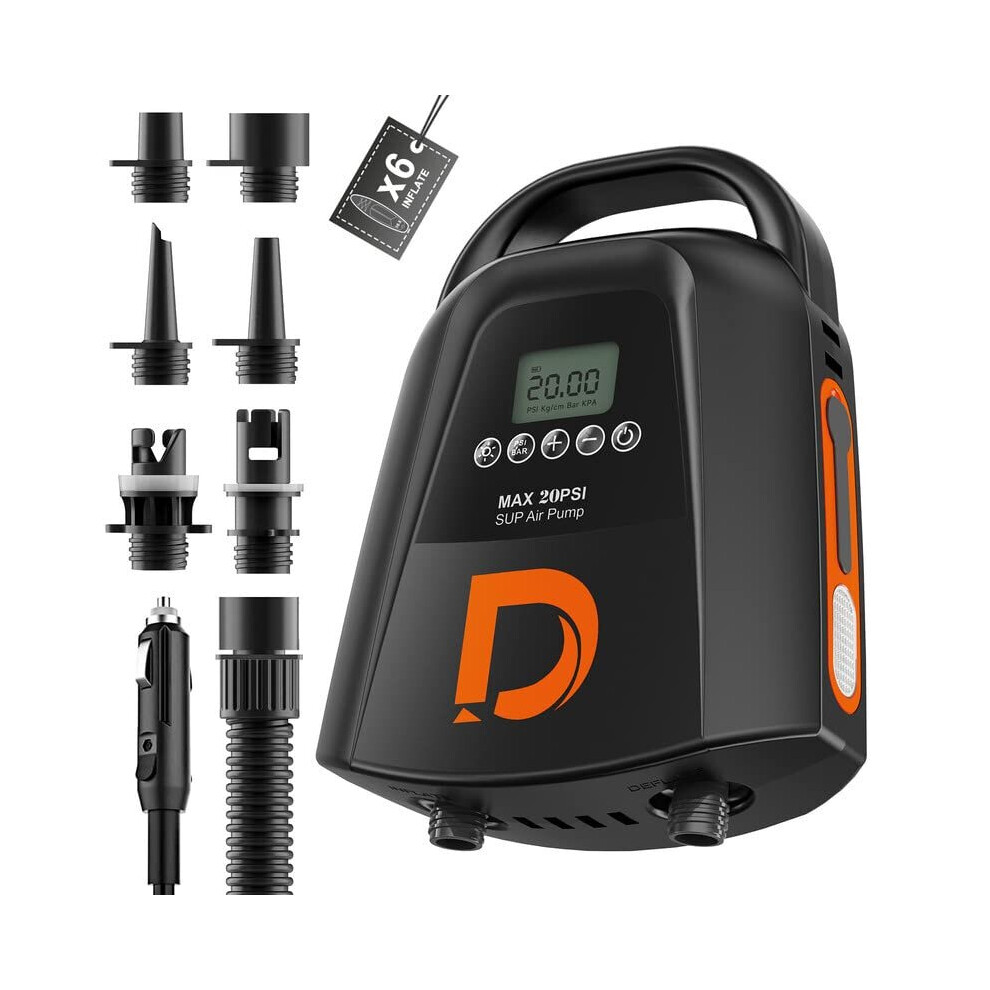 Rechargeable Paddle Board Pump - 9000mAh Electric SUP Air Pump 20PSI High Pressure with Dual Stage Inflation, Deflation, Auto-Off, Portable Air Pump