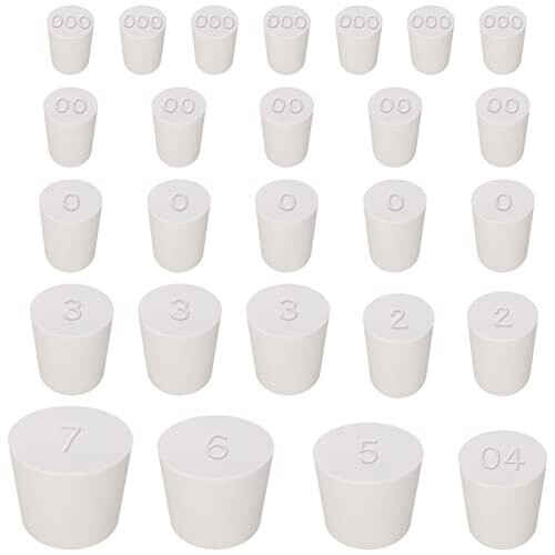 Solid Rubber Stopper, 30 Pcs Solid Rubber Bungs Laboratory Rubber Plug