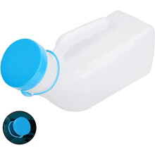 Male Urinal with Glow in The Dark Lid,1000ml Male Urinal Pee Bottle with Spill Proof Screw Cap for Travel & Urine Collection