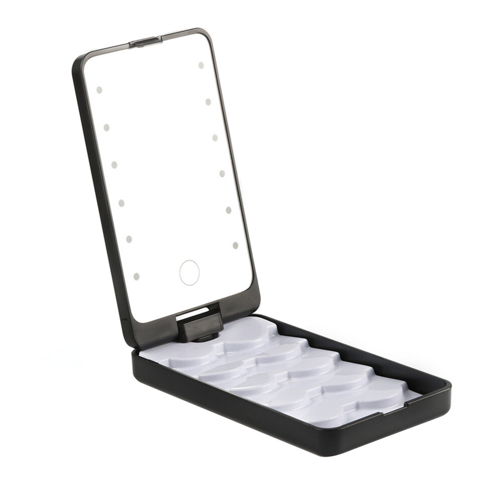 Eyelash Storage Box Travel Powered Home Daily Portable False Eyelashes Container Empty Case With LED Light Makeup Mirror