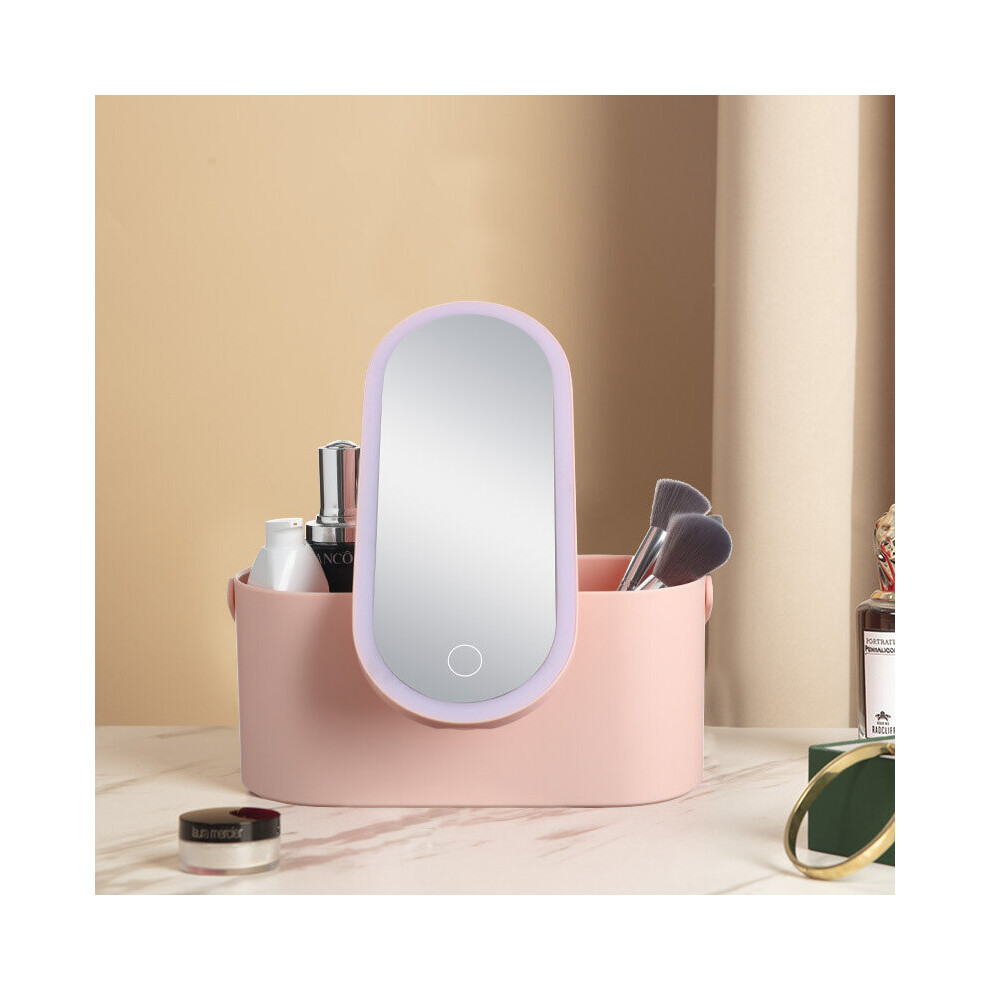 Travel Makeup Bag with LED Light Mirror Train Case Portable Cosmetic Jewelry Organizer for Travelling Multi-purpose Women TJ7725