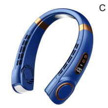 ( Blue) Portable USB Hanging Neck Fan Cooling Little Electric Fan Air Conditioner