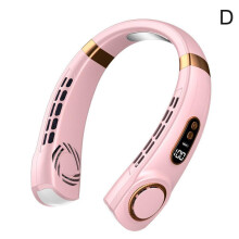 ( Pink) Portable USB Hanging Neck Fan Cooling Little Electric Fan Air Conditioner