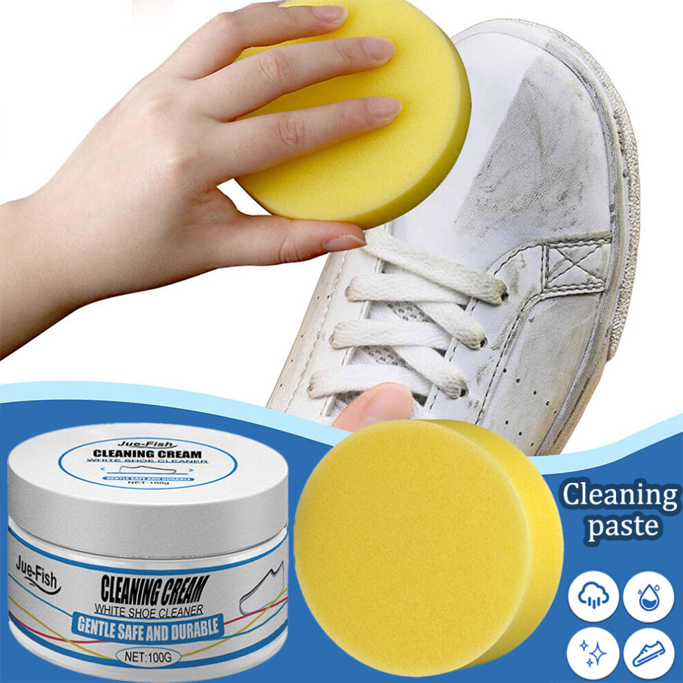 White Shoe Cleaning Cream Sponge Kit Sports Sneaker Canvas Shoes Whitening Clean Stain Remove