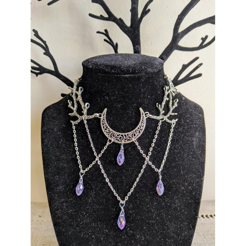 (Green) Enchanted Forest Drop Choker branches necklace witch fantasy twig jewelry spiritual gothic jewellery statement wiccan pagan