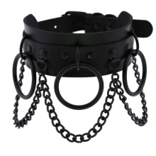 Gothic Punk Choker Goth Chain Collar Dark Leather Chocker Harajuku Rock Necklace Witch Grunge Accessories