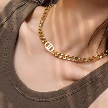 Punk Guba Thick Chains D Letter Necklace For Women Titanium Stainless Steel Choker Necklace Party