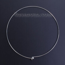 1PC 304 Stainless Steel Collar Choker Necklace Round With Removable Ball End Cap DIY Jewelry 45cm long