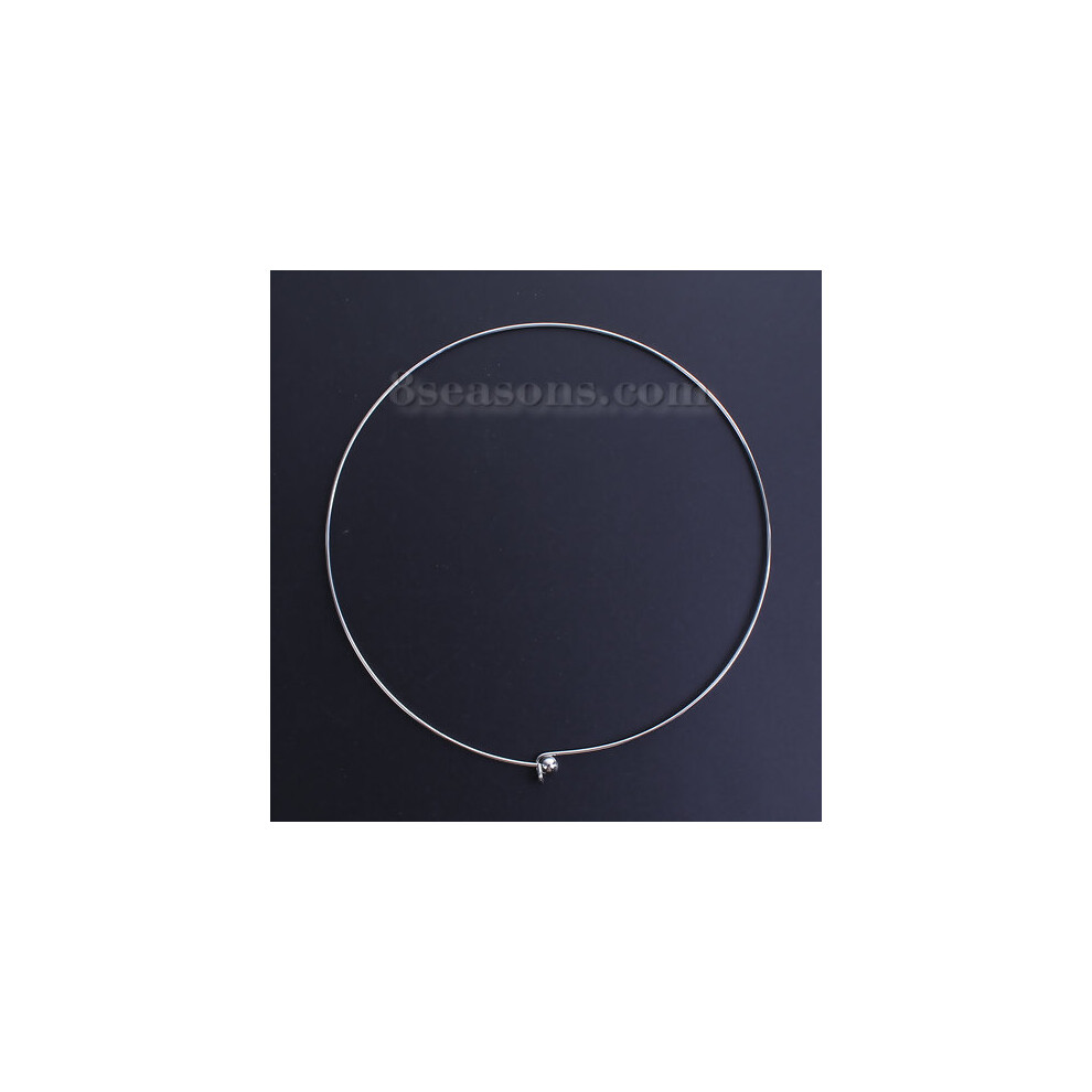 1PC 304 Stainless Steel Collar Choker Necklace Round With Removable Ball End Cap DIY Jewelry 45cm long