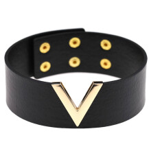 Women Men Jewelry V Metal Oversized Choker Leather Collar Bondage Harness Necklace Punk Chockers Gift