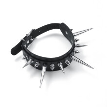 Goth Spiked Choker Collar Punk Rock Leather Collar Necklace Gothic Chokers Cosplay Accessories