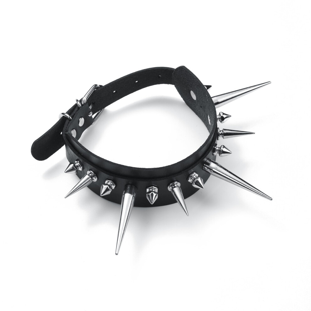 Multicoloured Goth Spiked Choker Collar Punk Rock Leather Collar Necklace Gothic Chokers Cosplay Accessories
