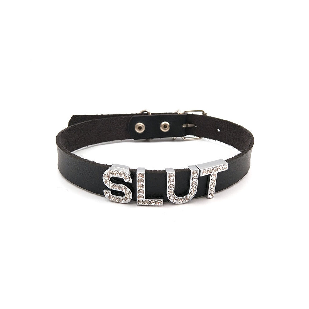 Multicoloured Sexy Rhinestone Letters Slut Collars Choker Necklaces Goth Punk Adult Sex Cosplay Personalized Chocker Jewelry
