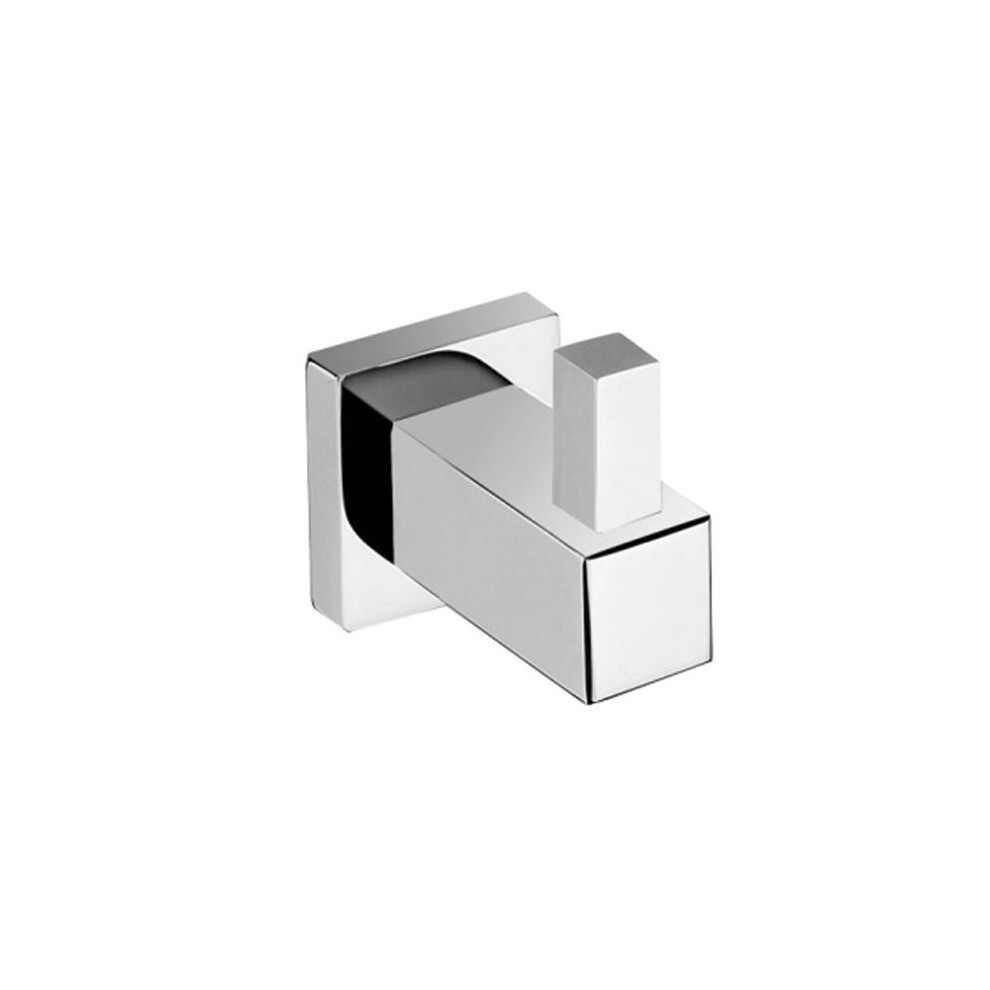 SINGLE WALL MOUNTED BRASS CHROME SQUARE ROBE HOOK