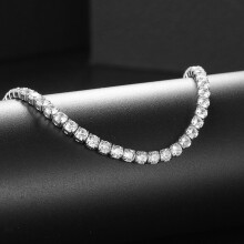 (White, 35cm) Iced Out Tennis Chain Necklace For Women Silver Crystal Collar Choker Necklace Sexy Wedding Jewelry Accessories