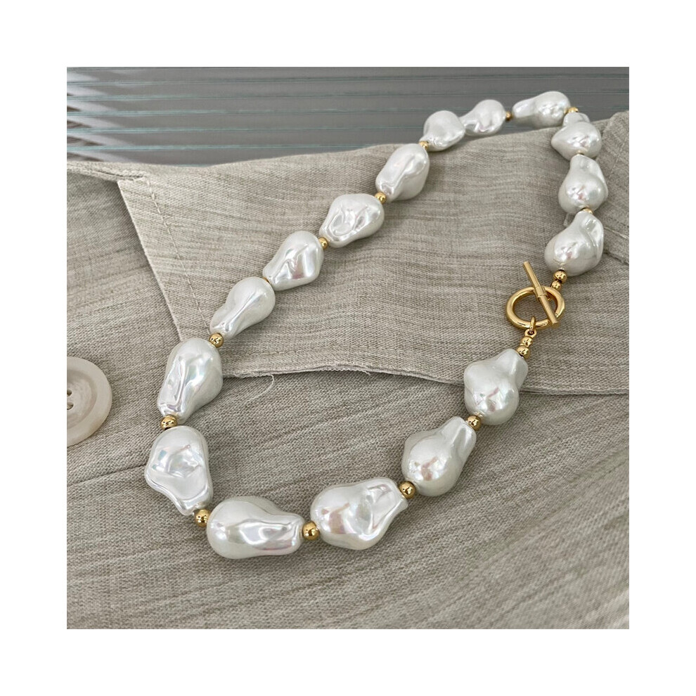 Vintage Baroque Pearl Necklace For Women Generous Contracted Choker Necklace Wedding Party Jewelry
