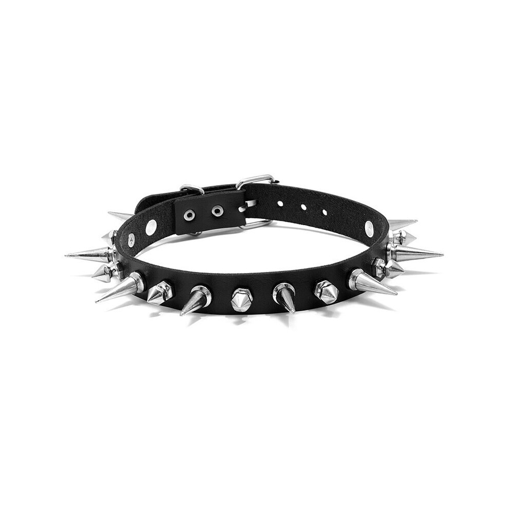 Multicoloured Punk Long Spike Choker Faux Leather Collar For Women Men Big Rivets Studded Chocker Goth Style Necklace Accessories