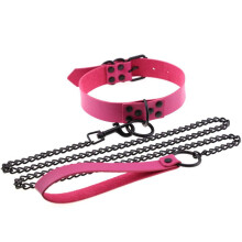 PU Leather Long Harness Choker Necklace Gift for Women BDSM Choker Metal Laser Collar Chocker Jewelry