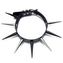 Big Spiked Choker Punk Faux Leather Collar For Women Men Studded Chocker Goth Style Necklace Gothic Accessories