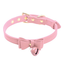 Bow Tie Neck Choker Collar Necklace with Bell PU Leather Adjustable Choker Collar for Women Girls Halloween cat costume
