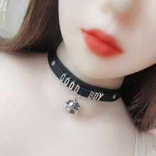Sexy PU Leather Choker With Letter Metal Bell Pendant Couple Collar Necklaces for Boy and Girl Goth Jewelry Birthday Party