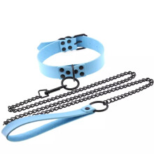 Womens Punk Gothic Leash Collar Accessories Sexy PU Leather Slave Collar Traction Rope BDSM Bondage Necklace