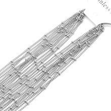 (Light Yellow Gold Color, 90cm) 10pcs/lot Width 1.5mm Stainless Steel Bead Chain Necklace Chains for DIY Jewelry Findings Making Materials Accessories