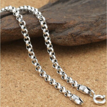 Pure Silver 3mm Thick Cross O Link Chain S925 Necklace Sweater Chain Sterling 925 Silver Jewelry