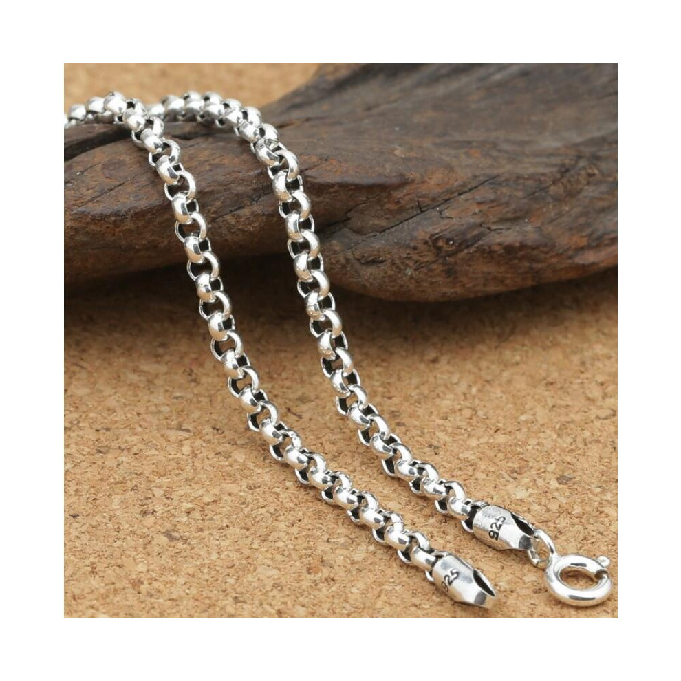 Pure Silver 3mm Thick Cross O Link Chain S925 Necklace Sweater Chain Sterling 925 Silver Jewelry