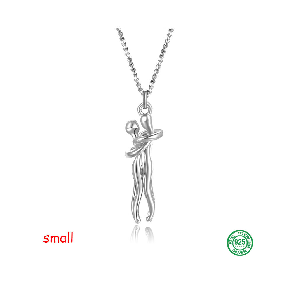 S925 Sterling Silver For Women Pearl Necklace Couple Hug Pendant Necklace Chain Silver 925 Jewelry 2021Classic Unique White