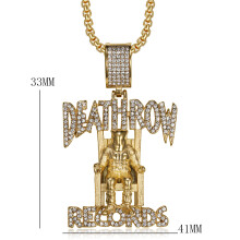 Titanium Steel DEATHROW/RECORDS prisoner necklace pendant Men Iced Out Cubic Zirconia Hip-hop Male jewelry
