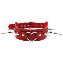 Punk Goth Red PU Leather Choker Collar Sexy Spike Neck Strap Clavicle Necklaces for Women Men Jewelry Gothic Accessories