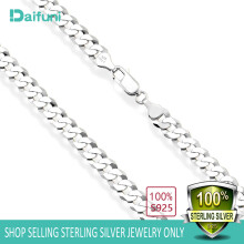 100% Real 925 Sterling Silver 2-8mm Wide Men's Cuba Necklace Men Chain Hip Hop/Rock Jewelry Daifuni