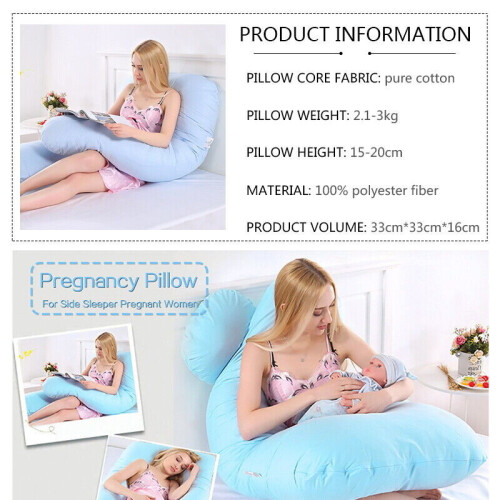 (Blue) 9ft Pregnancy U-Shaped Pillow Body Back Support 2