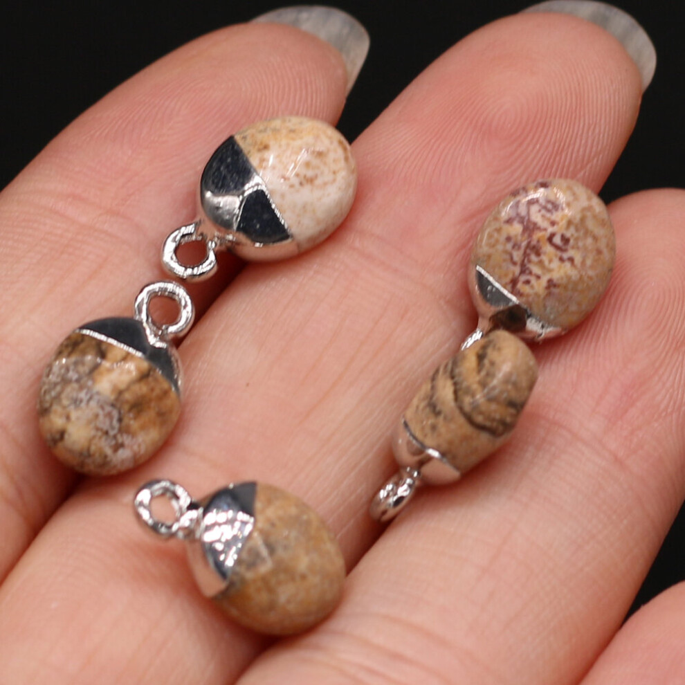 5pcs Faceted Natural Oblate Amethysts Damation Jaspers Stone Pendant for Necklace Earring Jewelry Making Women Gift Size 8x13mm-image-OPC-PBRC5K8-NEW