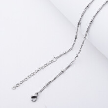 20pcs 44cm+5cm 2mm thin Stainless steel side body clip bead chain DIY necklace bare chain manufacturer