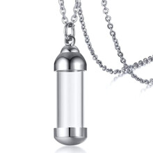 Stainless Steel Glass Openable Container Vial Tube Urn Keepsake Cremation Ashes Holder Memorial Pendant Necklace Jewelry