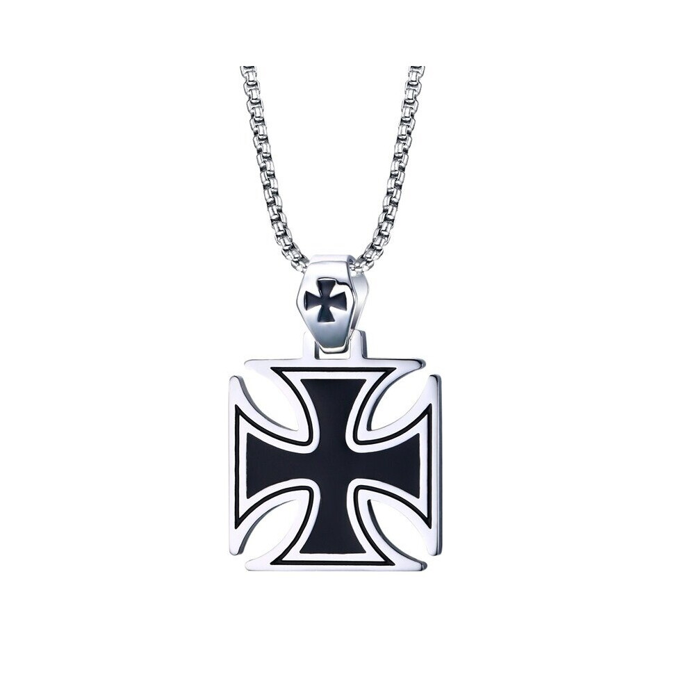 Punk Knight Cross Pendant Necklace for Men Casual Amulet Jewelry Gift