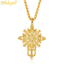 Ethiopian Eritrean Big Cross Pendant Chain Necklace Thick Habesha Jewelry MY294
