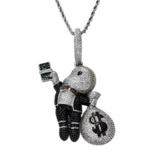 European and American Boy Holding Banknotes American Money Bag Pendant Colorful Zircon Local Habitat Pendant