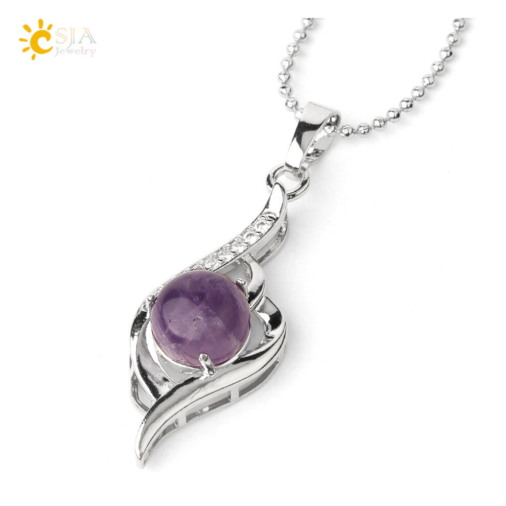 CSJA Devil's Eye Pendant Necklaces Natural Stone Crystal Micro Inlay Zircon Heart Shape Pendants Amulet Women Charm Jewelry G520-image-OPC-PBRC7NG-NEW