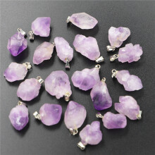 Selling Natural Stone Purple Amethysts Irregular Shape Pendants for Healing Crystals Stones Jewelry Making 20pcs