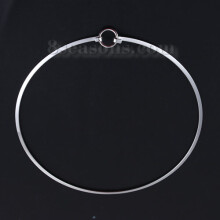 304 Stainless Steel Collar Neck Ring Necklace Silver Round , 1 Piece